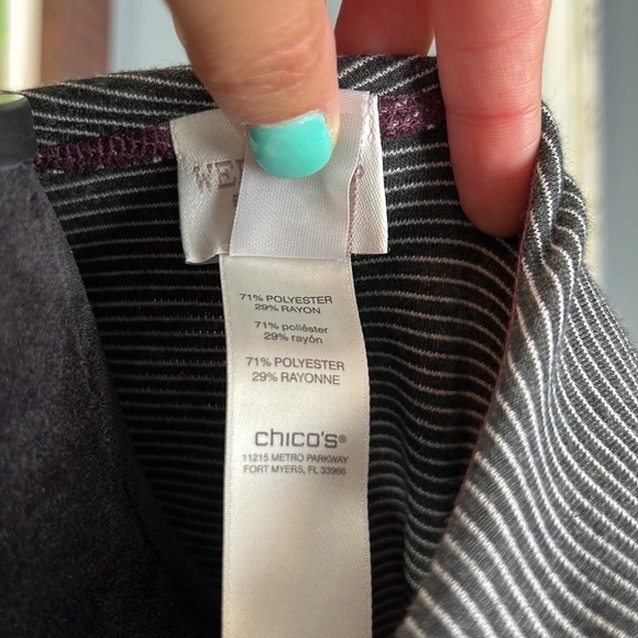 Weekends Chico’s Waterfall Open Front Cardigan Maroon Striped Sz 2 Lagenlook - Picture 5 of 8